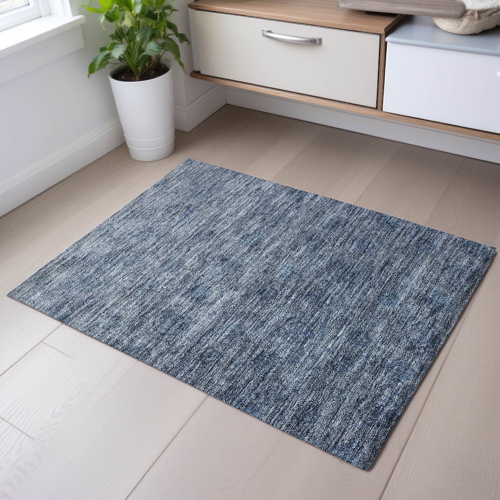 Premium Machine Washable Mayfield AMF1170 Blue 1'8" x 2'6" Rug. Picture 5