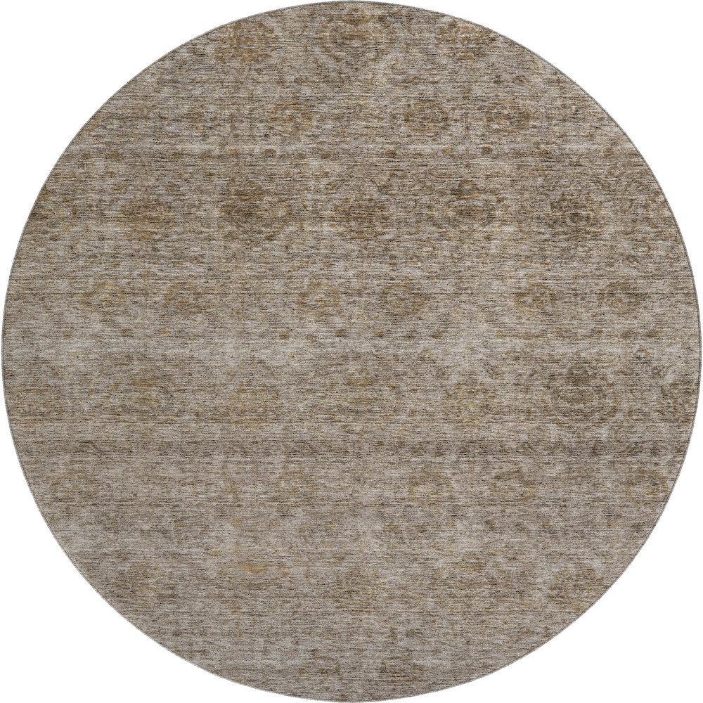 Premium Machine Washable Mayfield AMF1170 Brown 8' x 8' Round Rug. Picture 1