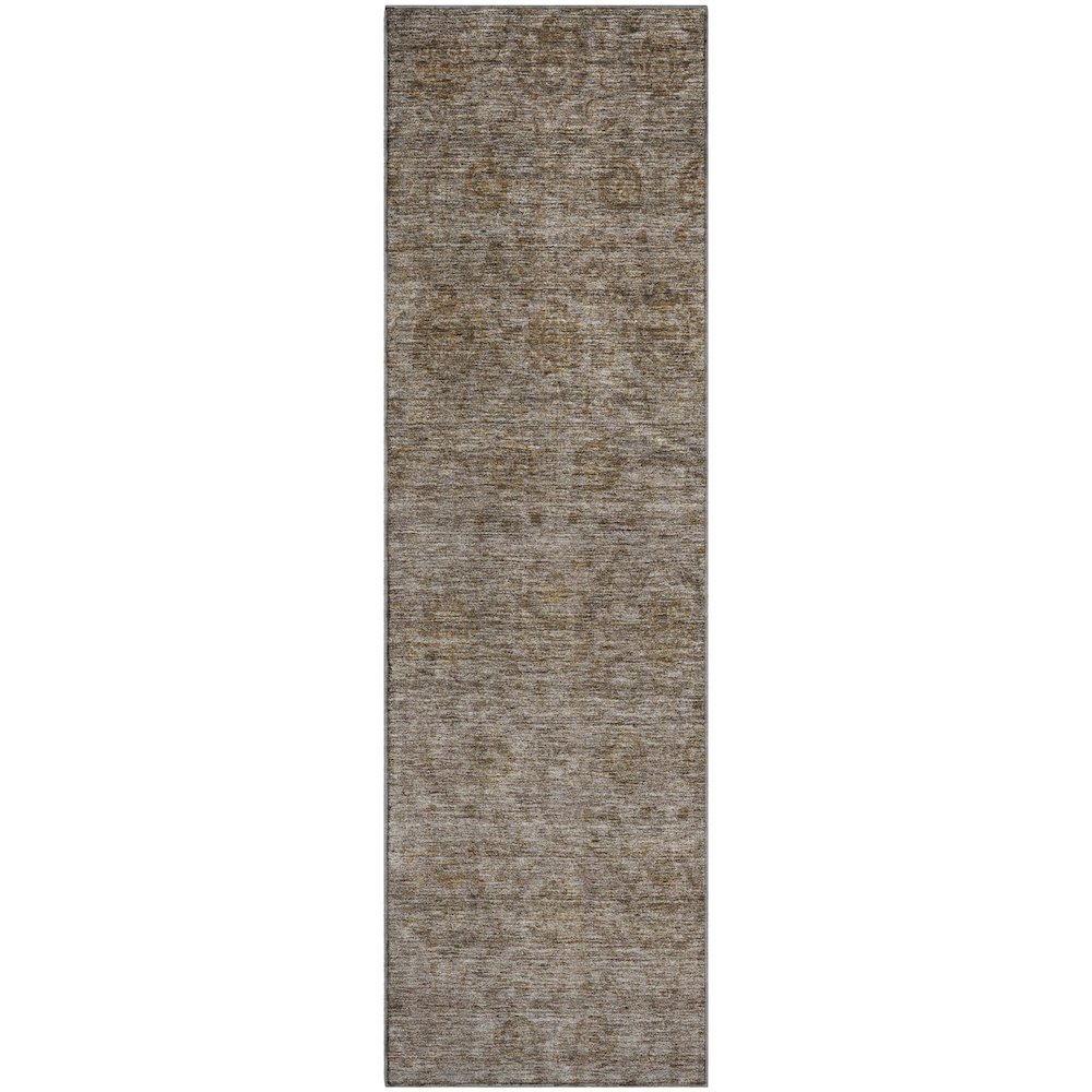 Premium Machine Washable Mayfield AMF1170 Brown 2'3" x 7'6" Runner Rug. Picture 1