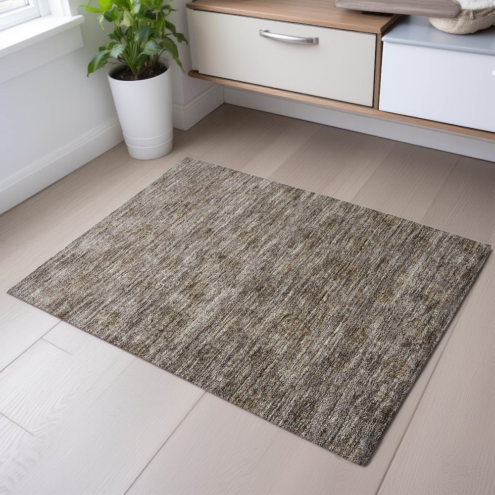 Premium Machine Washable Mayfield AMF1170 Brown 1'8" x 2'6" Rug. Picture 5