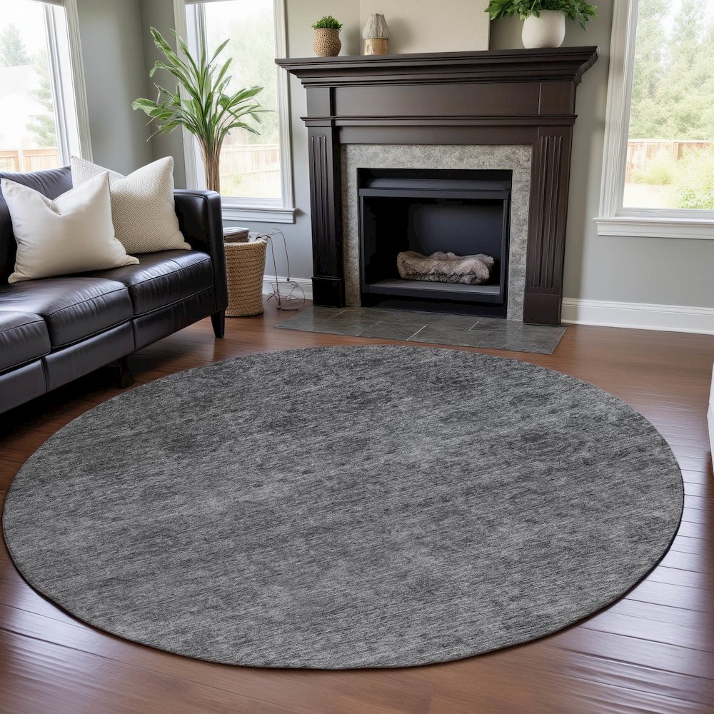 Premium Machine Washable Mayfield AMF1170 Gray 8' x 8' Round Rug. Picture 5