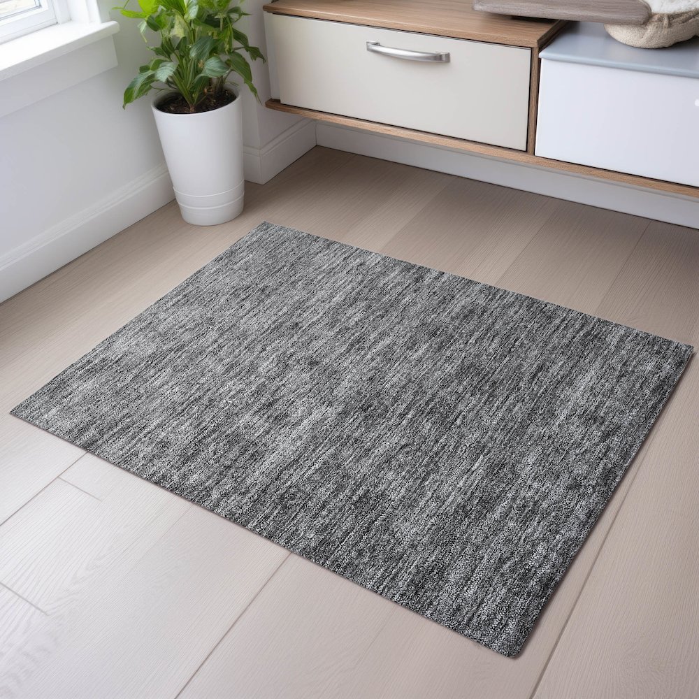 Premium Machine Washable Mayfield AMF1170 Gray 1'8" x 2'6" Rug. Picture 5