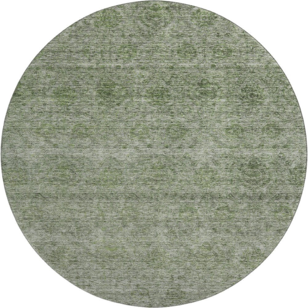 Premium Machine Washable Mayfield AMF1170 Olive 8' x 8' Round Rug. Picture 1