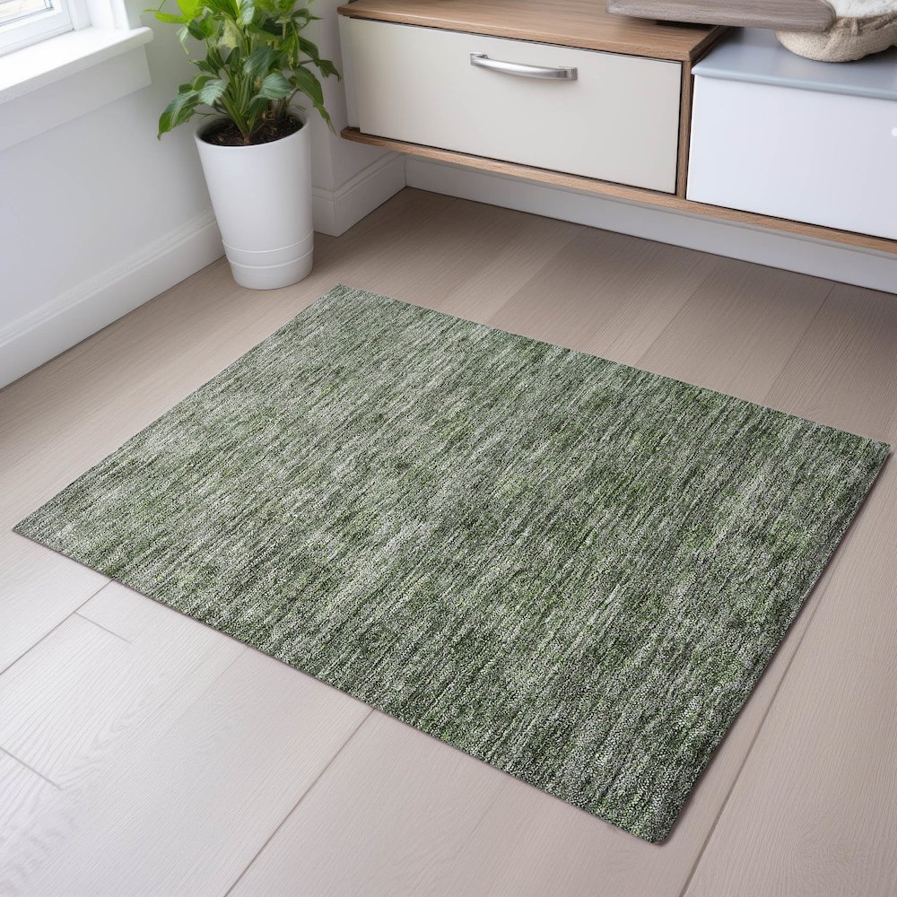 Premium Machine Washable Mayfield AMF1170 Olive 1'8" x 2'6" Rug. Picture 5