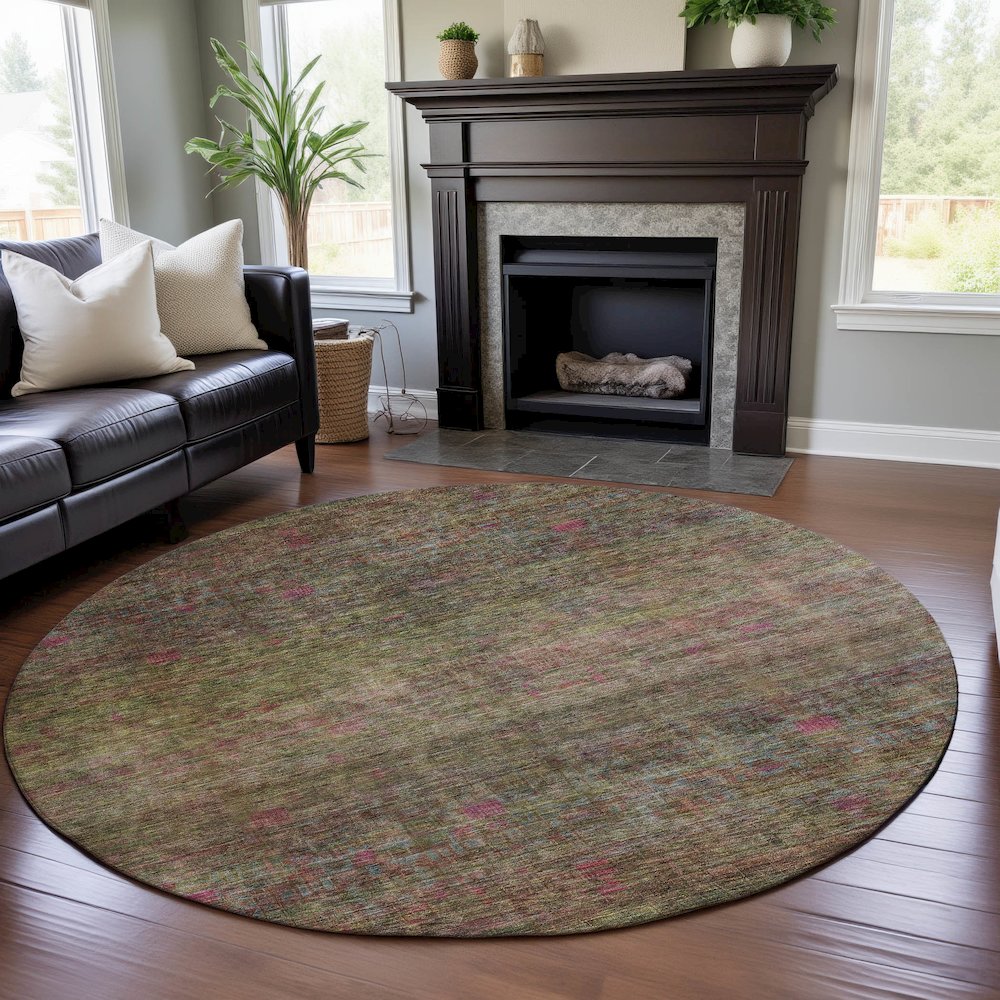 Premium Machine Washable Mayfield AMF1171 Cactus 8' x 8' Round Rug. Picture 5