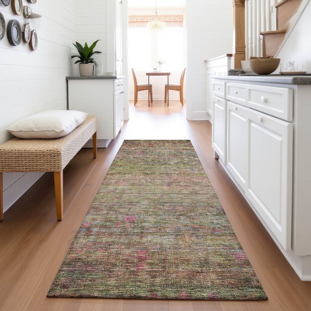Premium Machine Washable Mayfield AMF1171 Cactus 2'3" x 7'6" Runner Rug. Picture 5