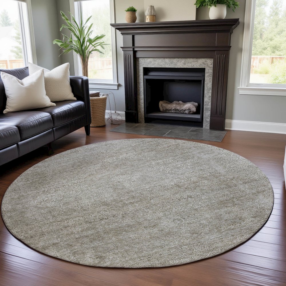 Premium Machine Washable Mayfield AMF1172 Linen 8' x 8' Round Rug. Picture 5