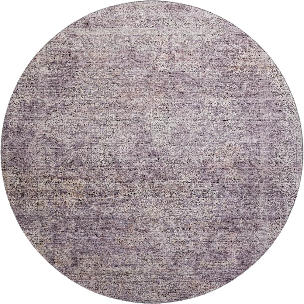 Premium Machine Washable Mayfield AMF1172 Plum 8' x 8' Round Rug. Picture 1