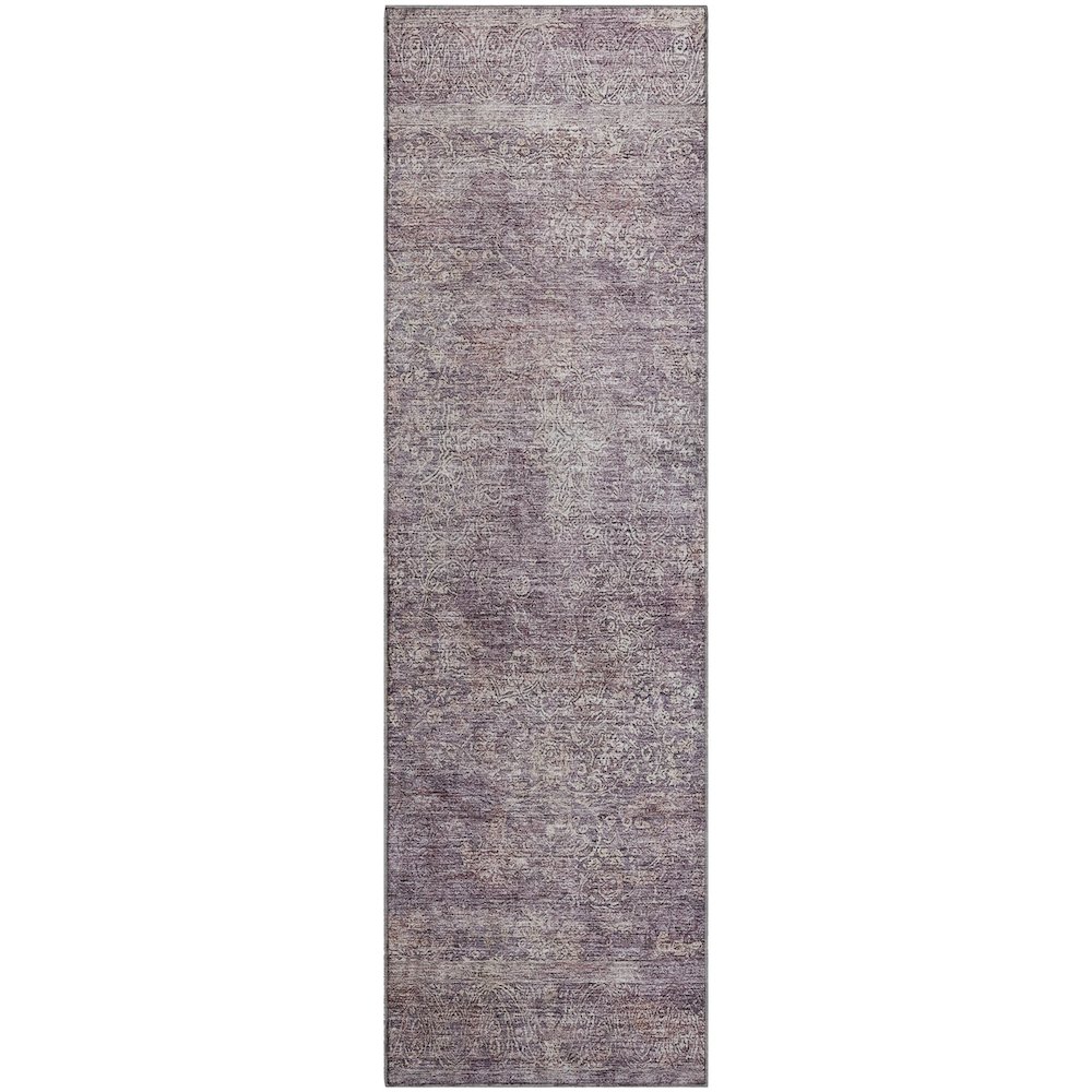 Premium Machine Washable Mayfield AMF1172 Plum 2'3" x 7'6" Runner Rug. Picture 1
