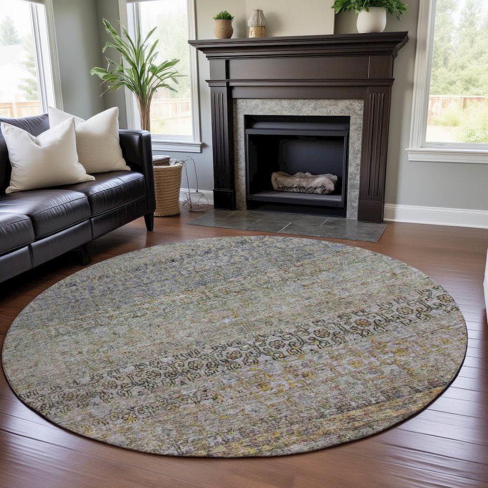 Premium Machine Washable Mayfield AMF1173 Seafoam 8' x 8' Round Rug. Picture 5
