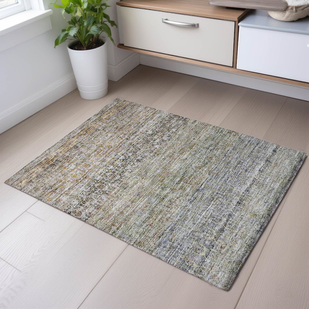 Premium Machine Washable Mayfield AMF1173 Seafoam 1'8" x 2'6" Rug. Picture 5