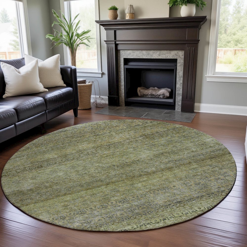 Premium Machine Washable Mayfield AMF1174 Aloe 8' x 8' Round Rug. Picture 5