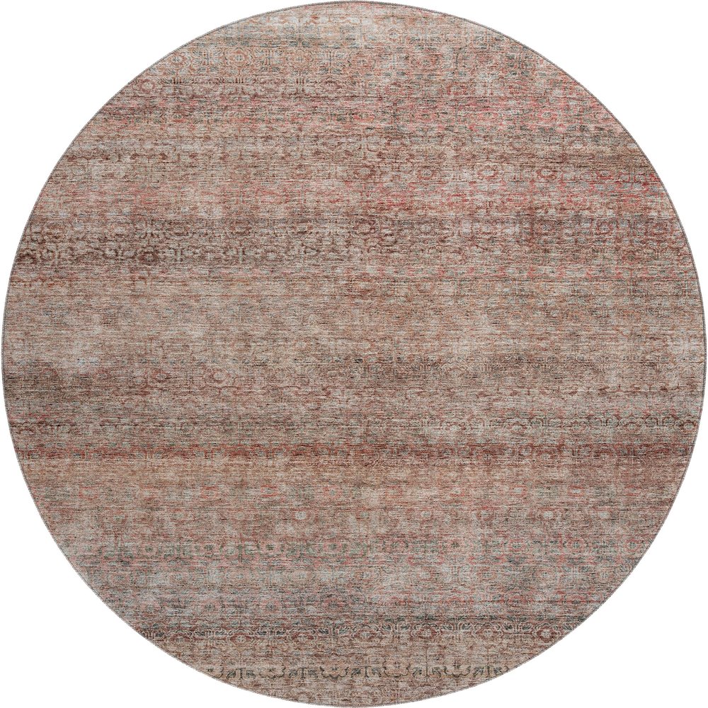 Premium Machine Washable Mayfield AMF1174 Coral 8' x 8' Round Rug. Picture 1