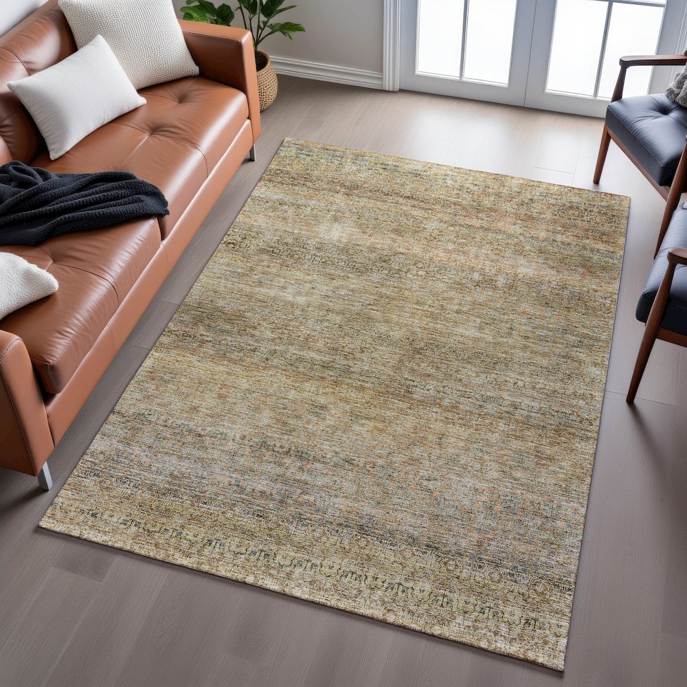 Premium Machine Washable Mayfield AMF1174 Wheat 2'6" x 3'10" Rug. Picture 6