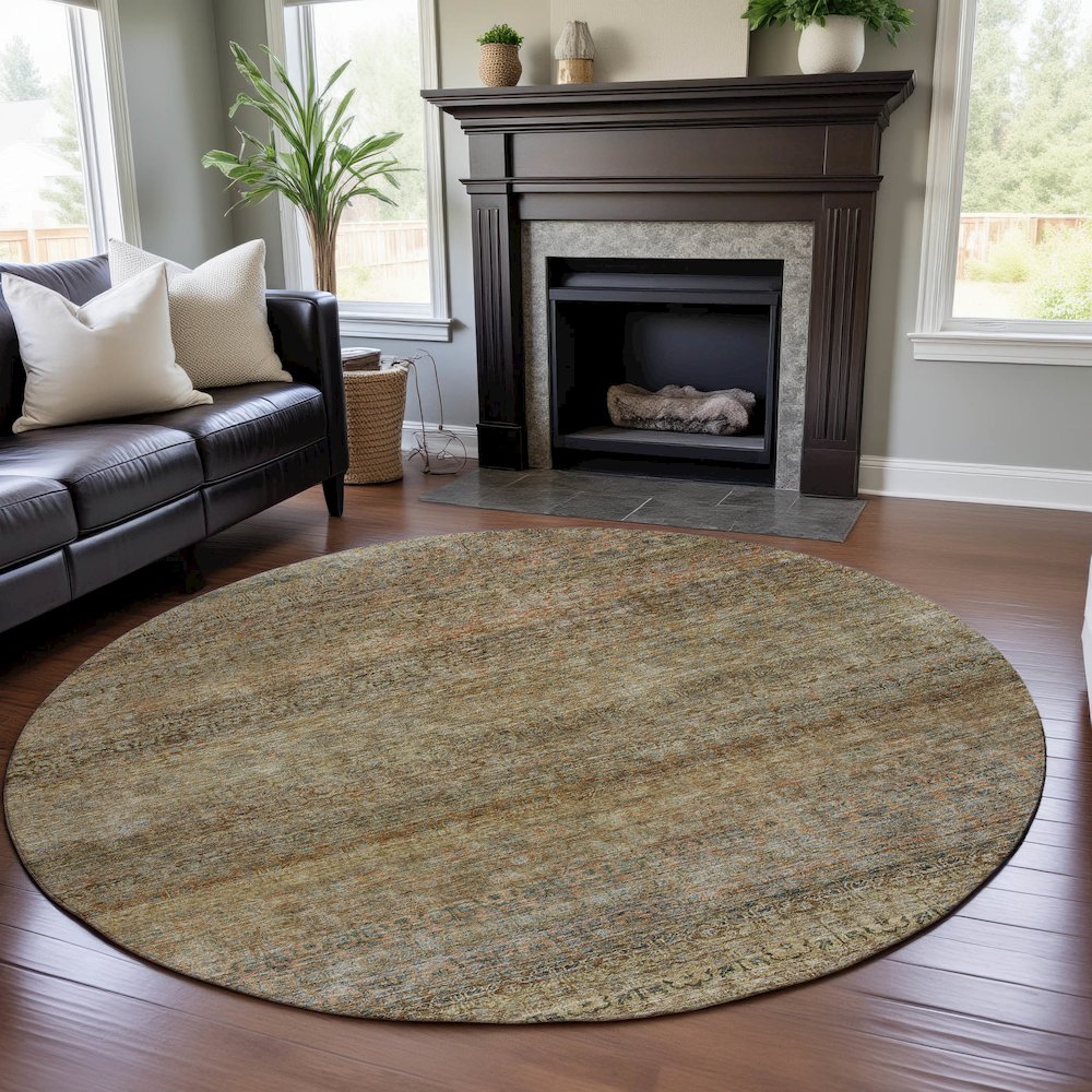 Premium Machine Washable Mayfield AMF1174 Wheat 8' x 8' Round Rug. Picture 5