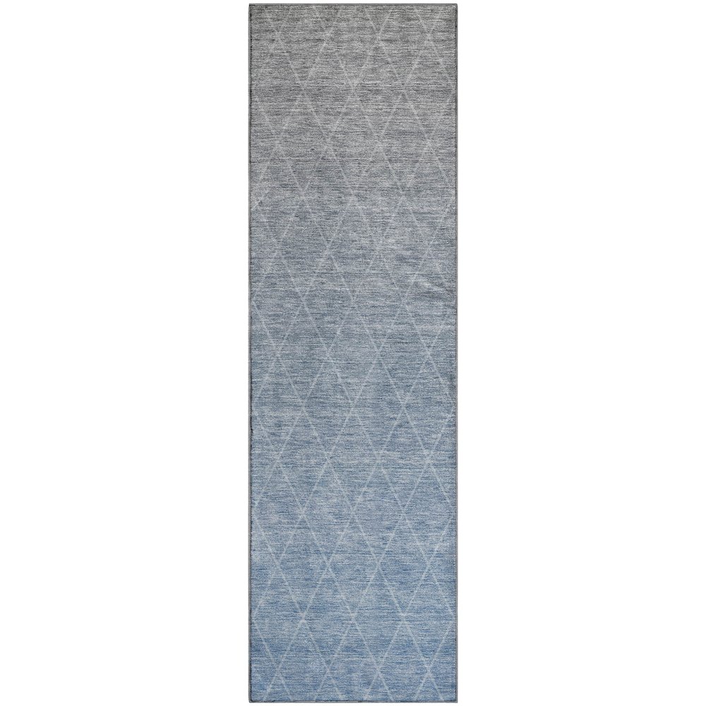 Premium Machine Washable Mayfield AMF1175 Blue 2'3" x 7'6" Runner Rug. Picture 1
