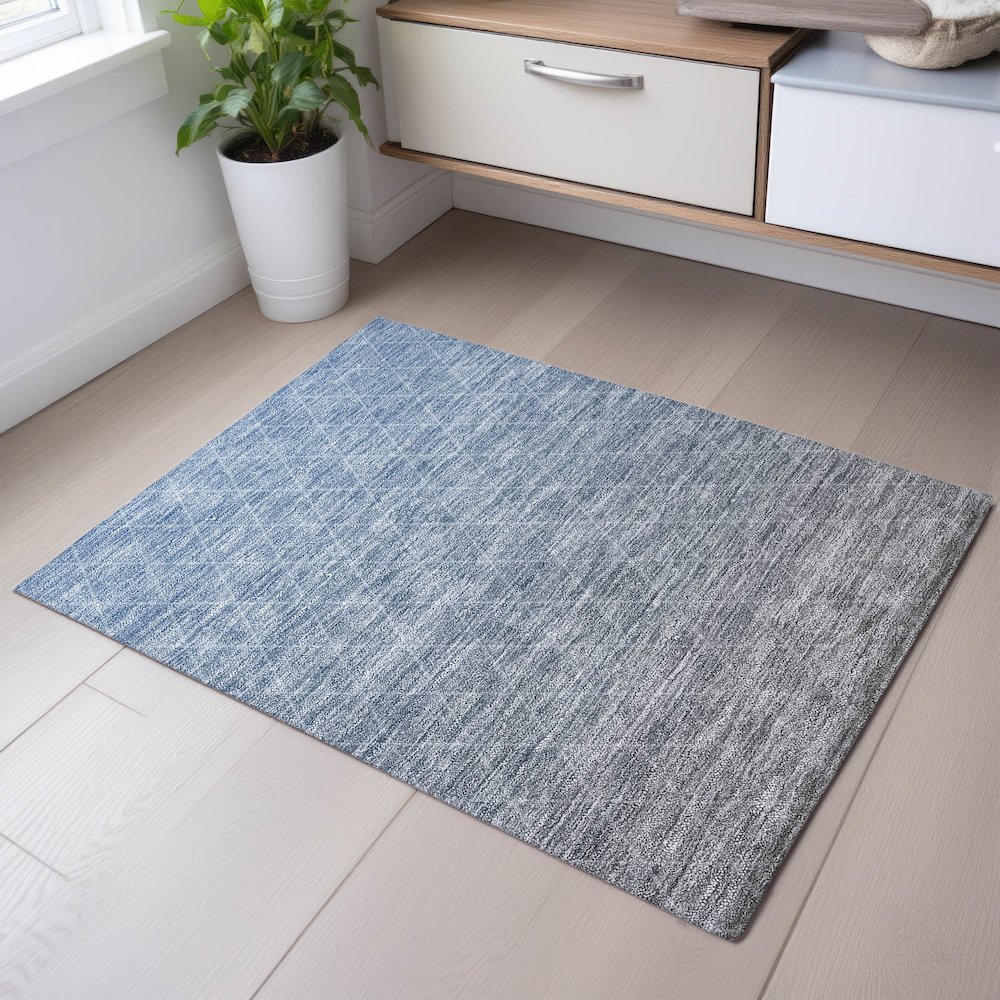Premium Machine Washable Mayfield AMF1175 Blue 1'8" x 2'6" Rug. Picture 5