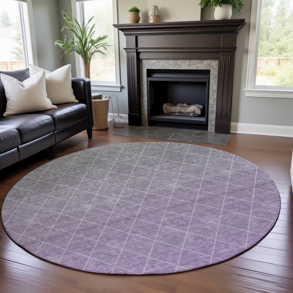 Premium Machine Washable Mayfield AMF1175 Lavender 8' x 8' Round Rug. Picture 5
