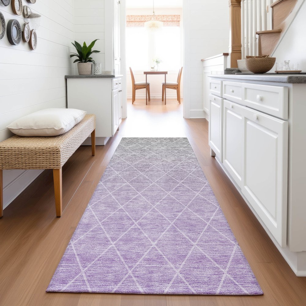 Premium Machine Washable Mayfield AMF1175 Lavender 2'3" x 7'6" Runner Rug. Picture 5