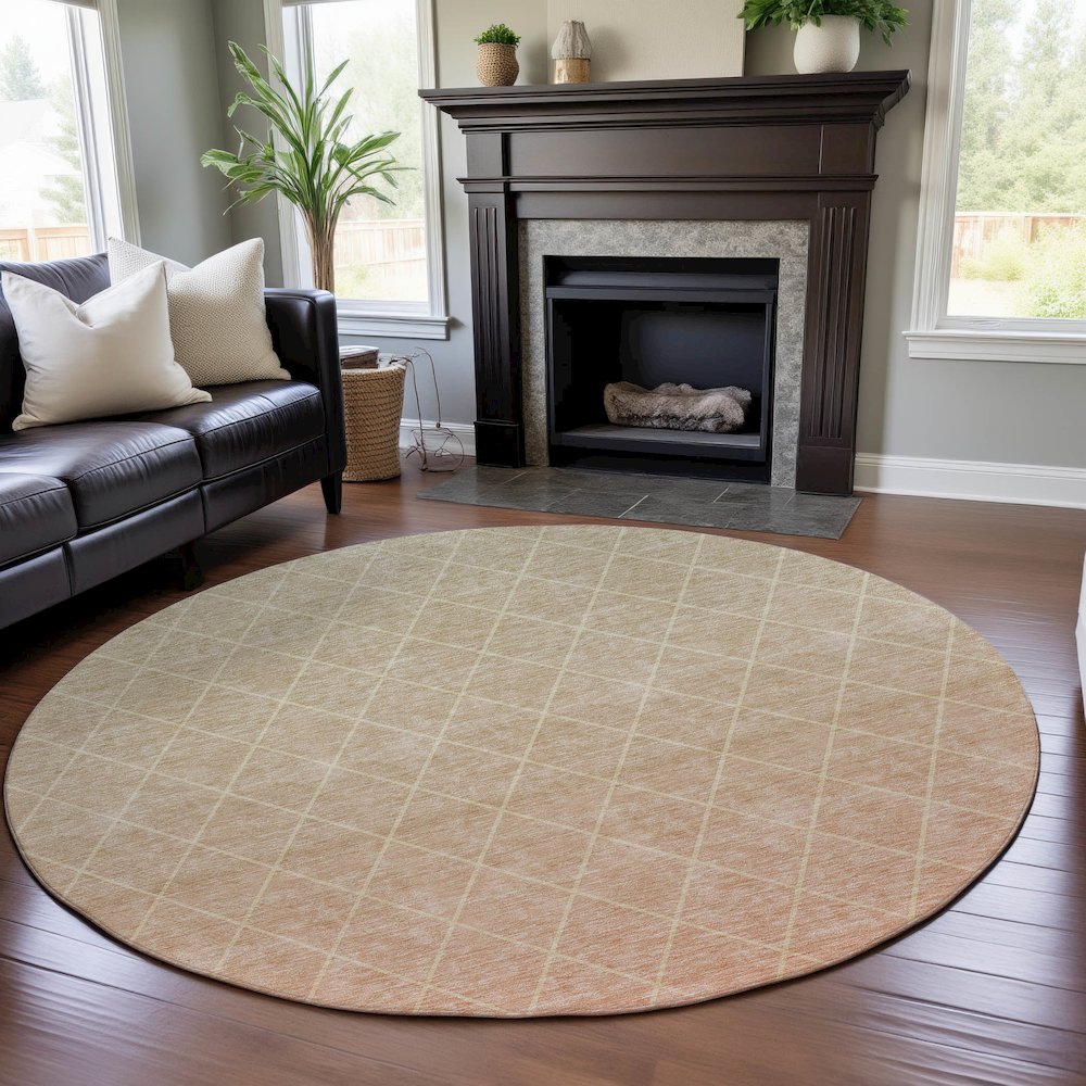 Premium Machine Washable Mayfield AMF1175 Salmon 8' x 8' Round Rug. Picture 5