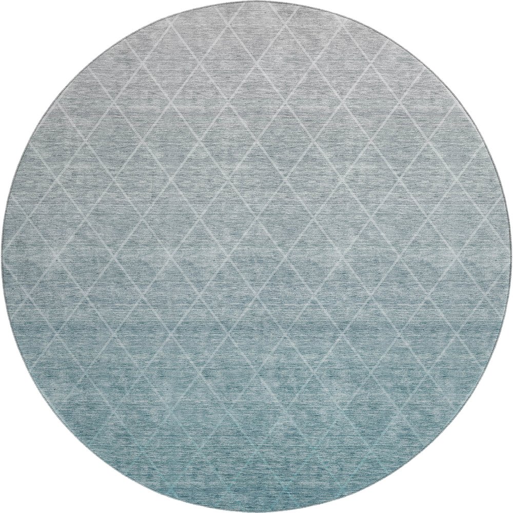 Premium Machine Washable Mayfield AMF1175 Teal 8' x 8' Round Rug. Picture 1