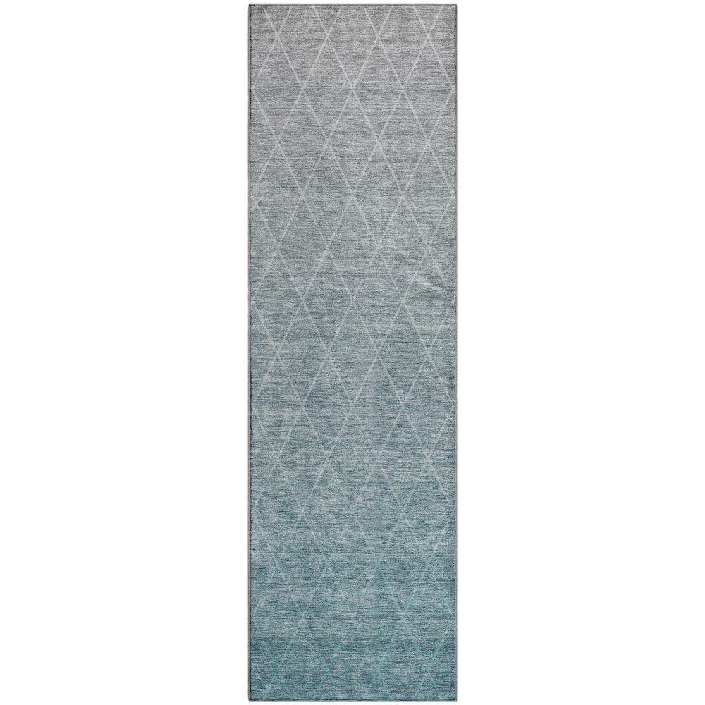 Premium Machine Washable Mayfield AMF1175 Teal 2'3" x 7'6" Runner Rug. Picture 1
