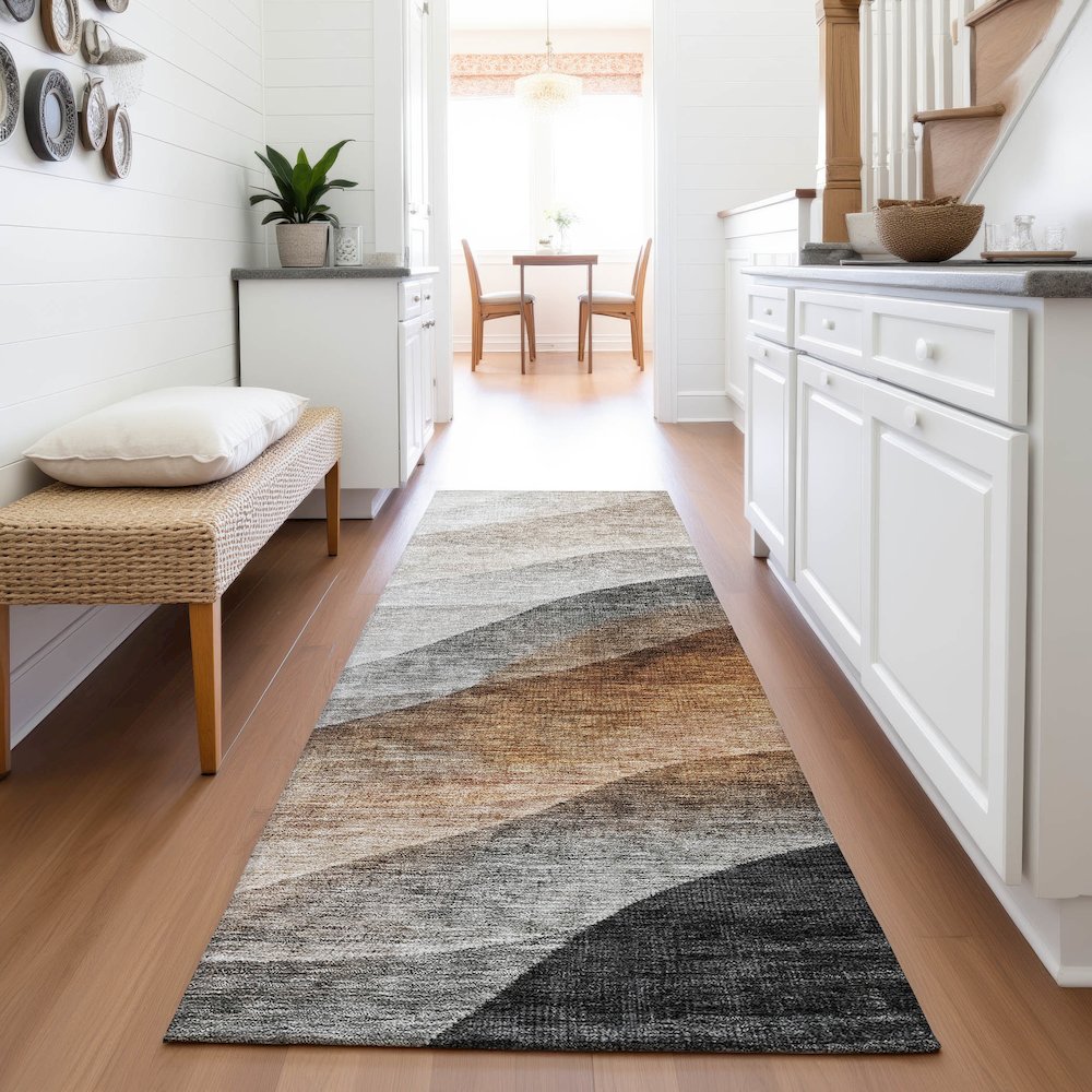 Premium Machine Washable Mayfield AMF1176 Khaki 2'3" x 7'6" Runner Rug. Picture 5