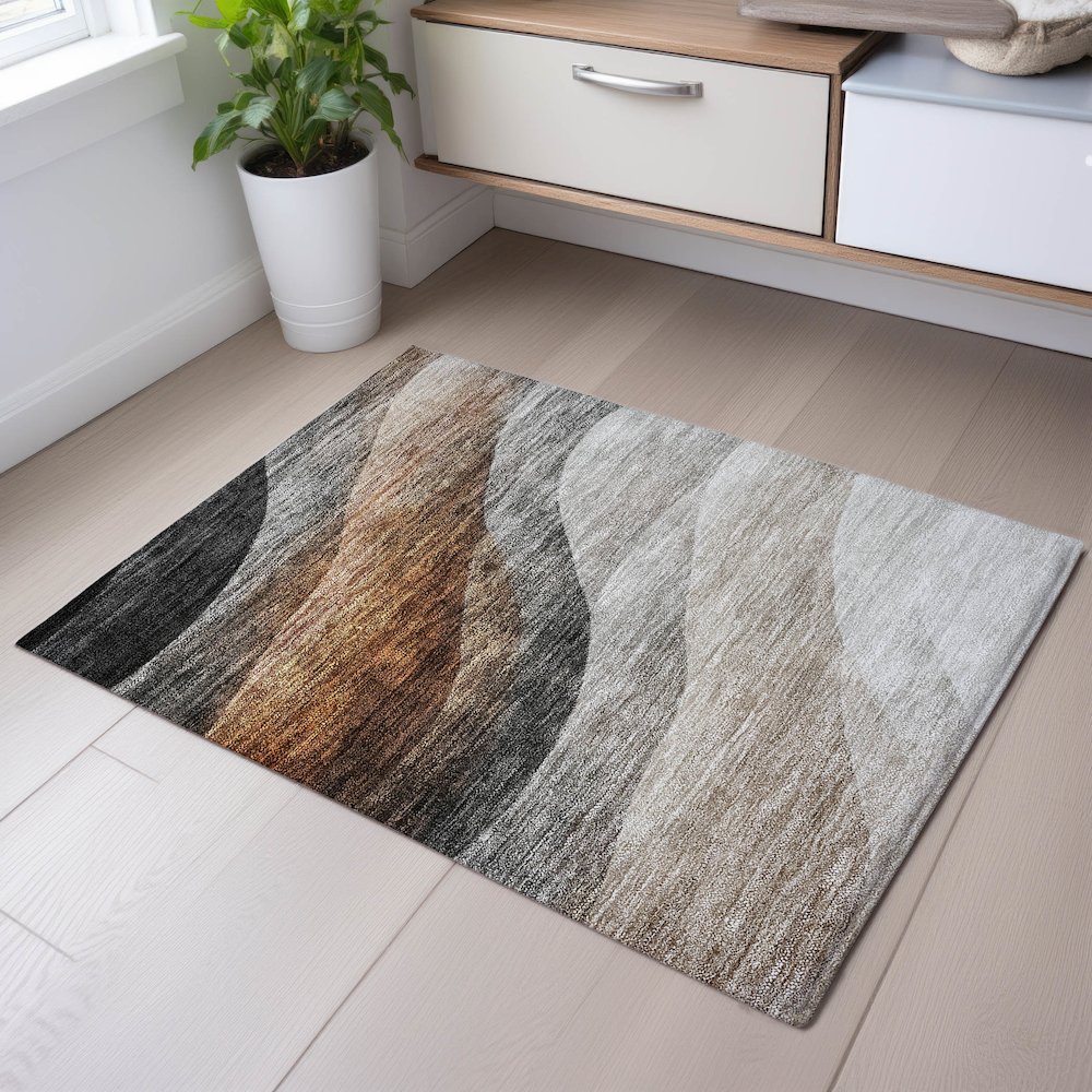 Premium Machine Washable Mayfield AMF1176 Khaki 1'8" x 2'6" Rug. Picture 5