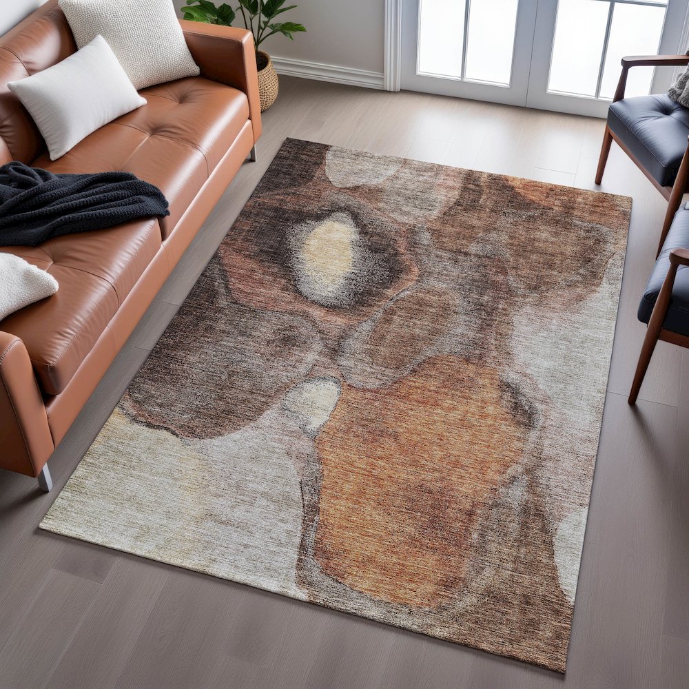 Premium Machine Washable Mayfield AMF1177 Coffee 2'6" x 3'10" Rug. Picture 6