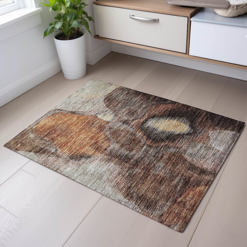 Premium Machine Washable Mayfield AMF1177 Coffee 1'8" x 2'6" Rug. Picture 5