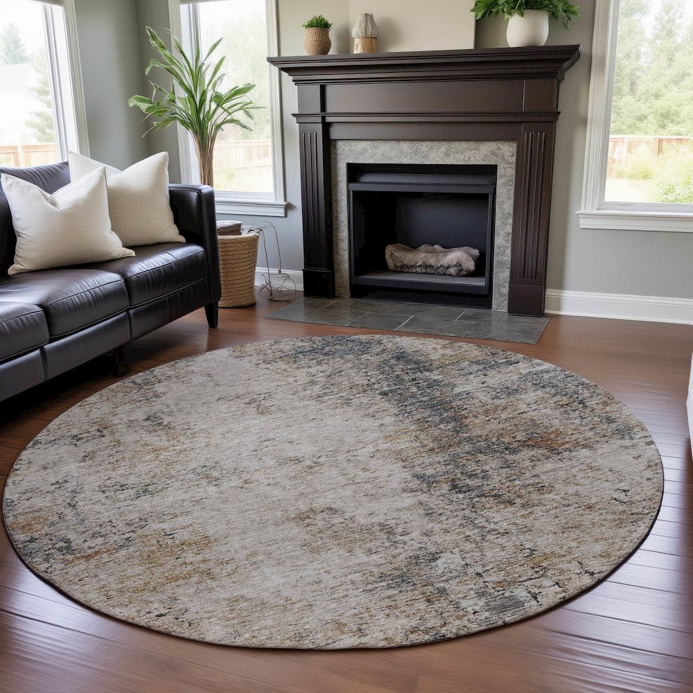 Premium Machine Washable Mayfield AMF1179 Putty 8' x 8' Round Rug. Picture 5