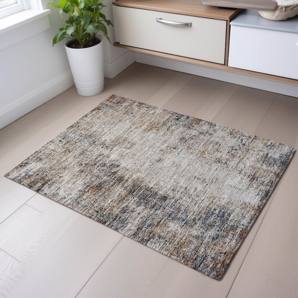 Premium Machine Washable Mayfield AMF1179 Putty 1'8" x 2'6" Rug. Picture 5