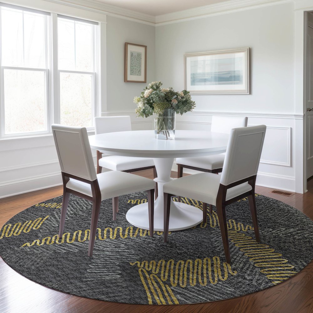 Premium Machine Washable Mayfield  Gray 8' x 8' Round Rug. Picture 5