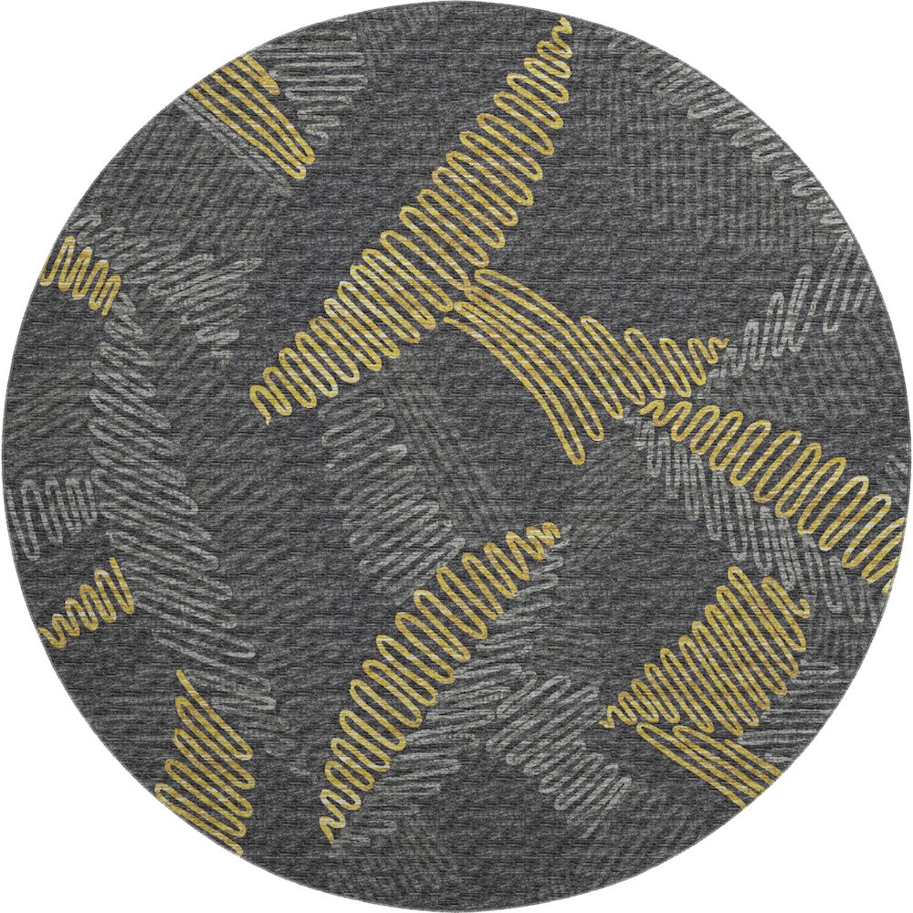 Premium Machine Washable Mayfield  Gray 8' x 8' Round Rug. Picture 1