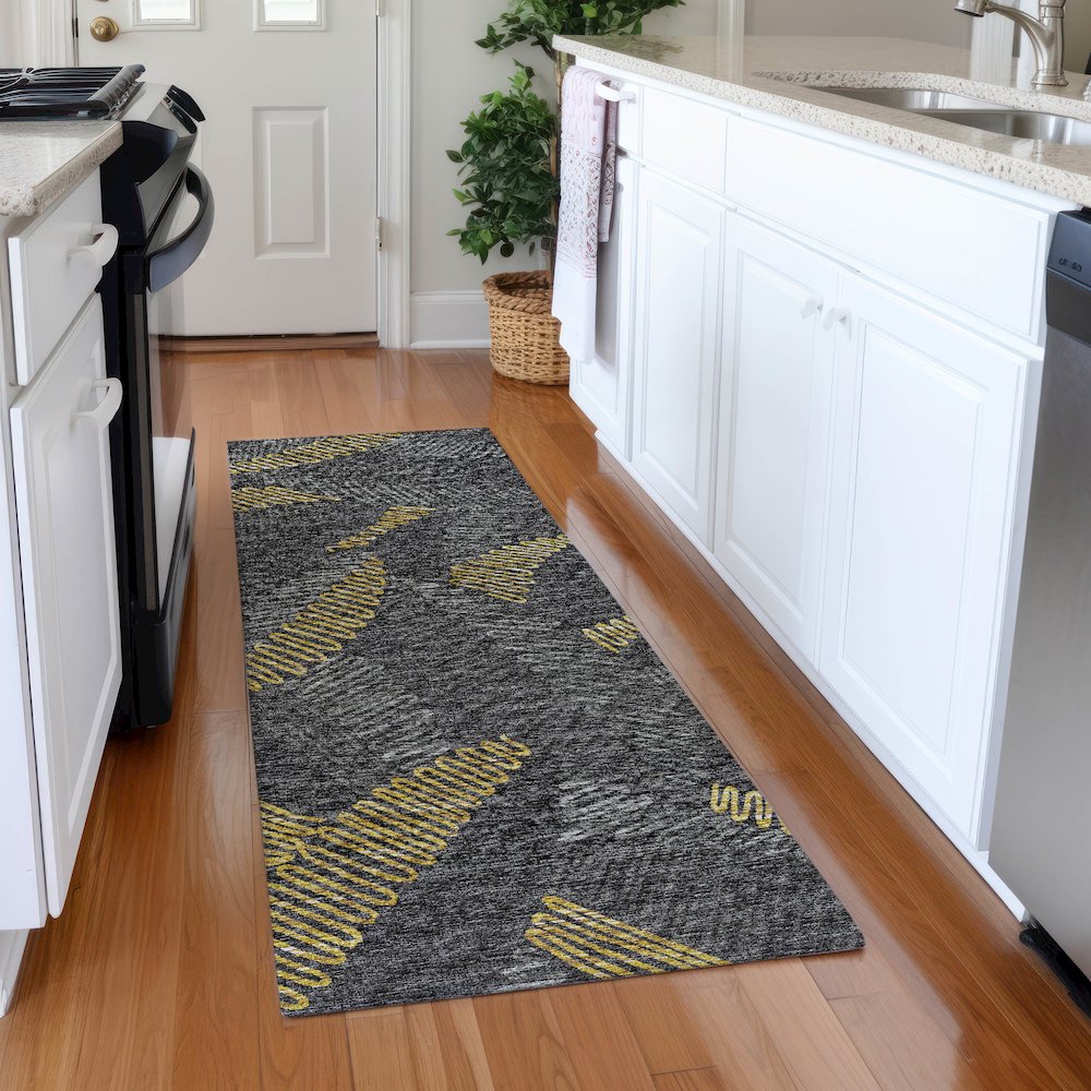 Premium Machine Washable Mayfield  Gray 2'3" x 7'6" Runner Rug. Picture 5