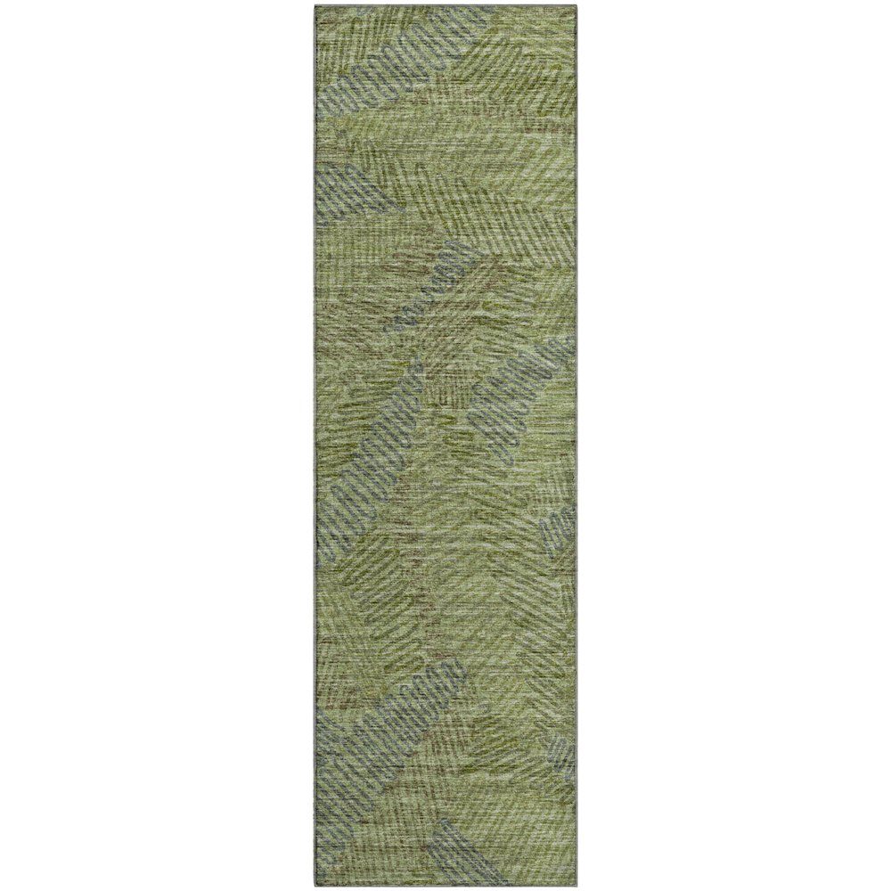 Premium Machine Washable Mayfield  Green 2'3" x 7'6" Runner Rug. Picture 1