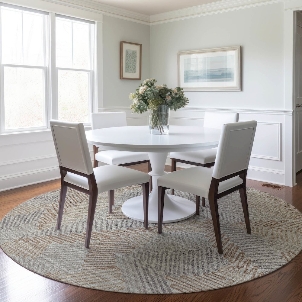 Premium Machine Washable Mayfield  Mocha 8' x 8' Round Rug. Picture 5