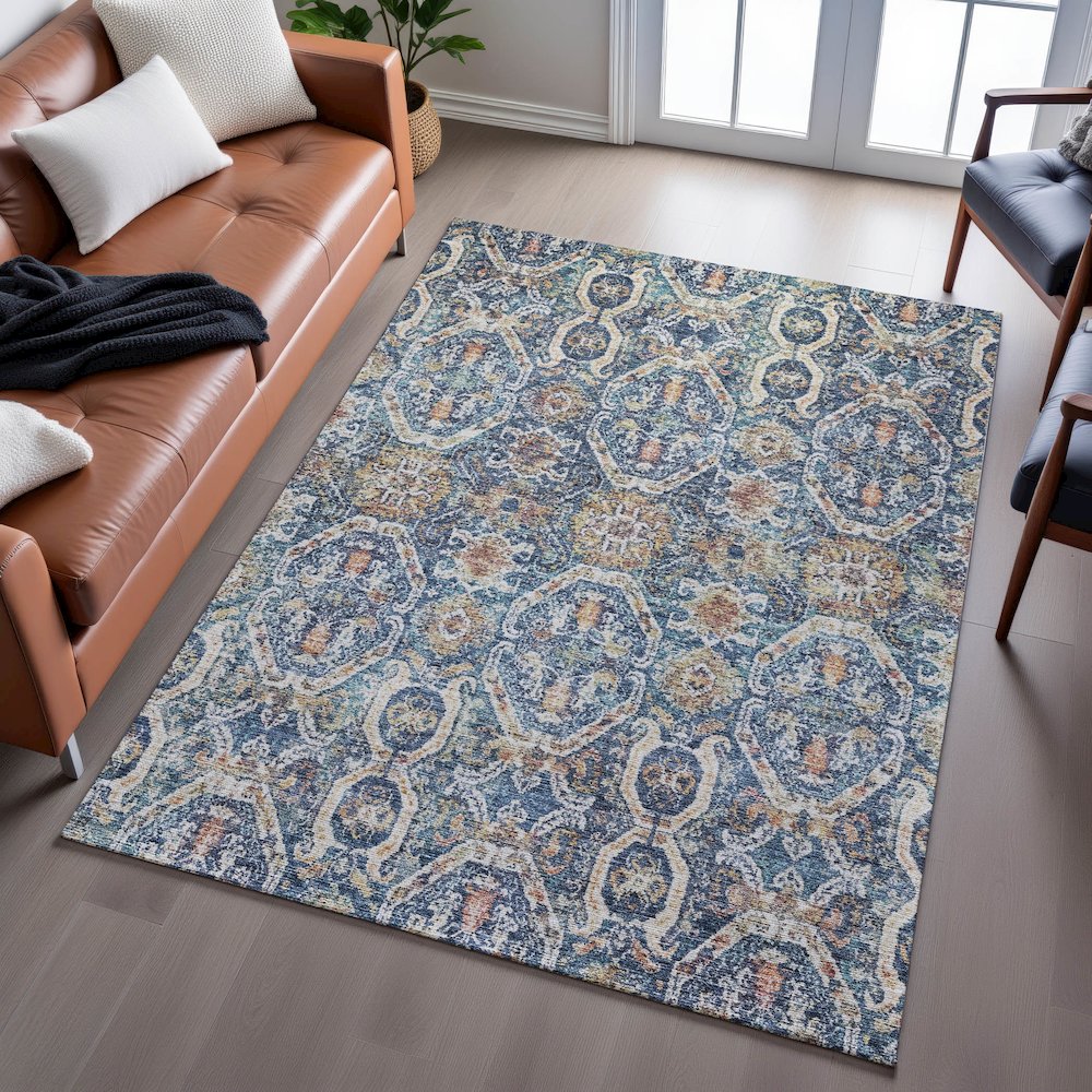 Premium Machine Washable Mayfield AMF1181 Denim 2'6" x 3'10" Rug. Picture 6