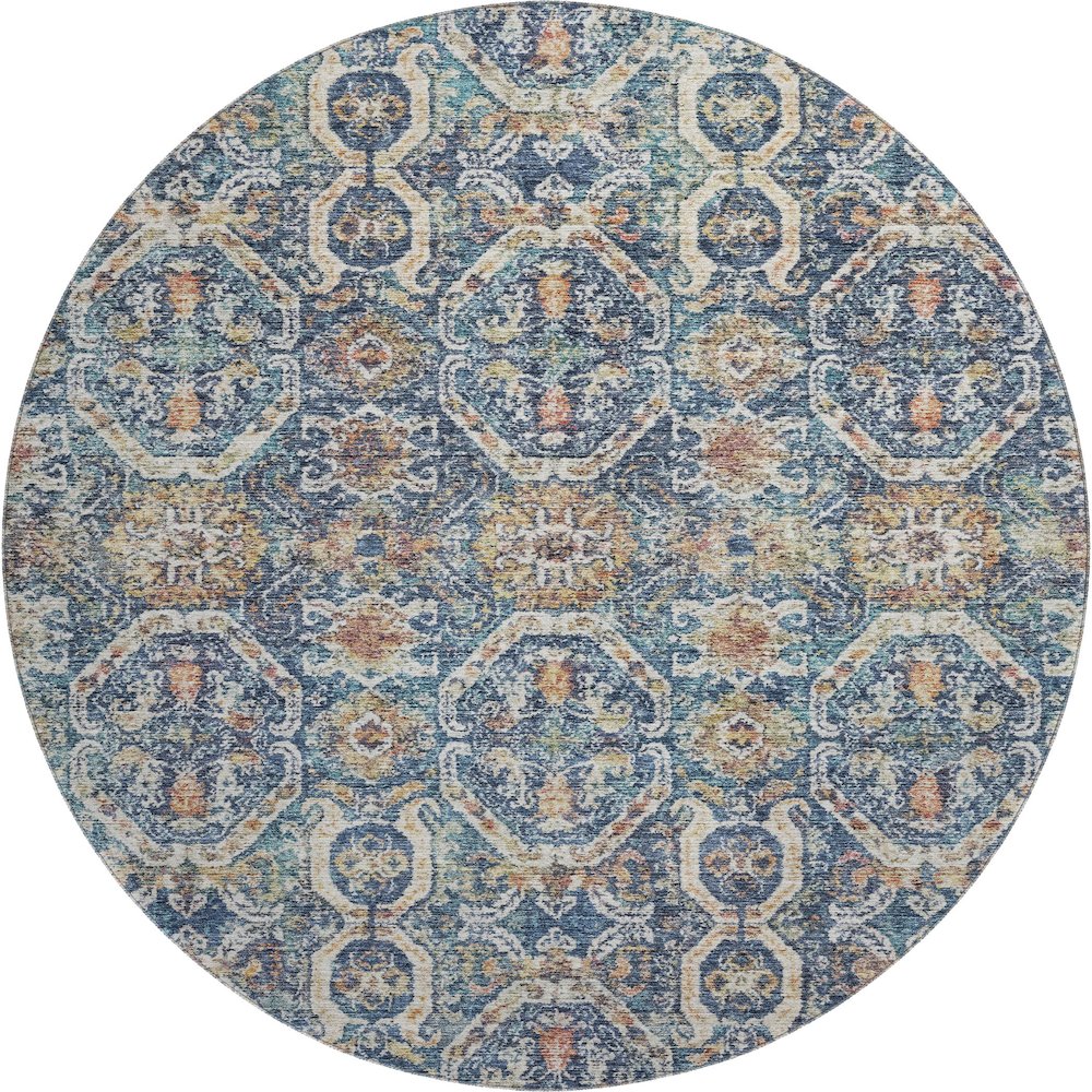 Premium Machine Washable Mayfield AMF1181 Denim 8' x 8' Round Rug. Picture 1