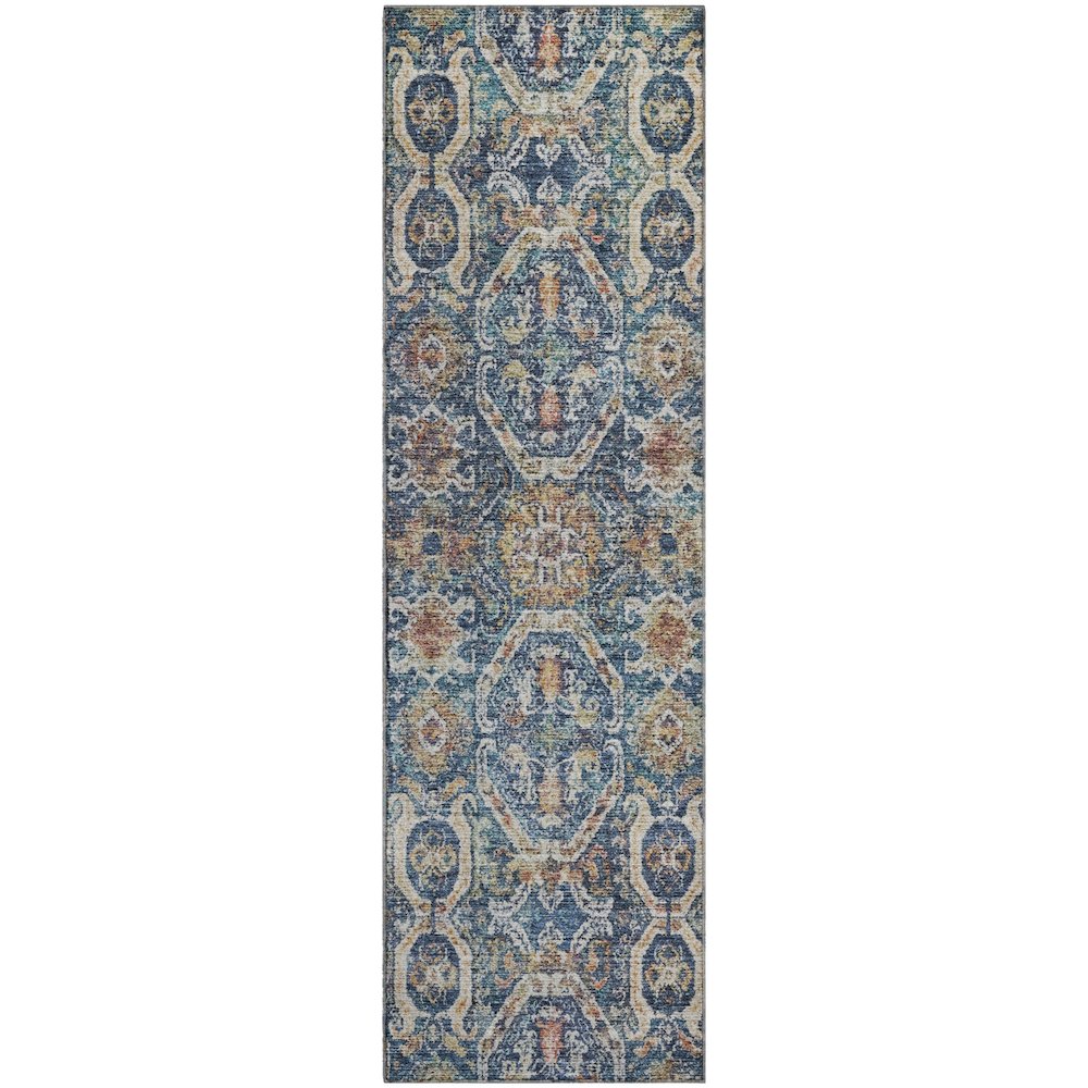 Premium Machine Washable Mayfield AMF1181 Denim 2'3" x 7'6" Runner Rug. Picture 1
