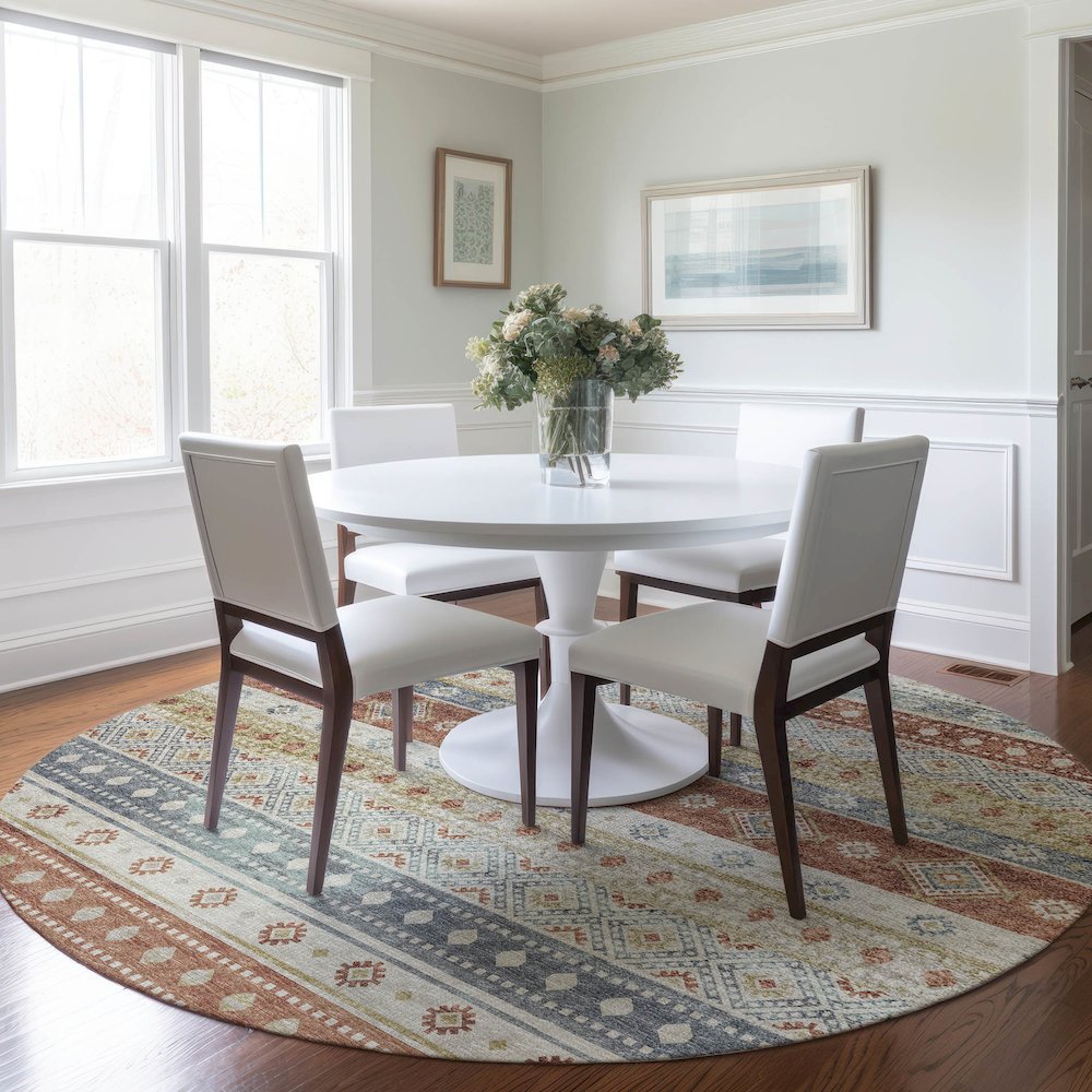Premium Machine Washable Mayfield  Desert 8' x 8' Round Rug. Picture 5