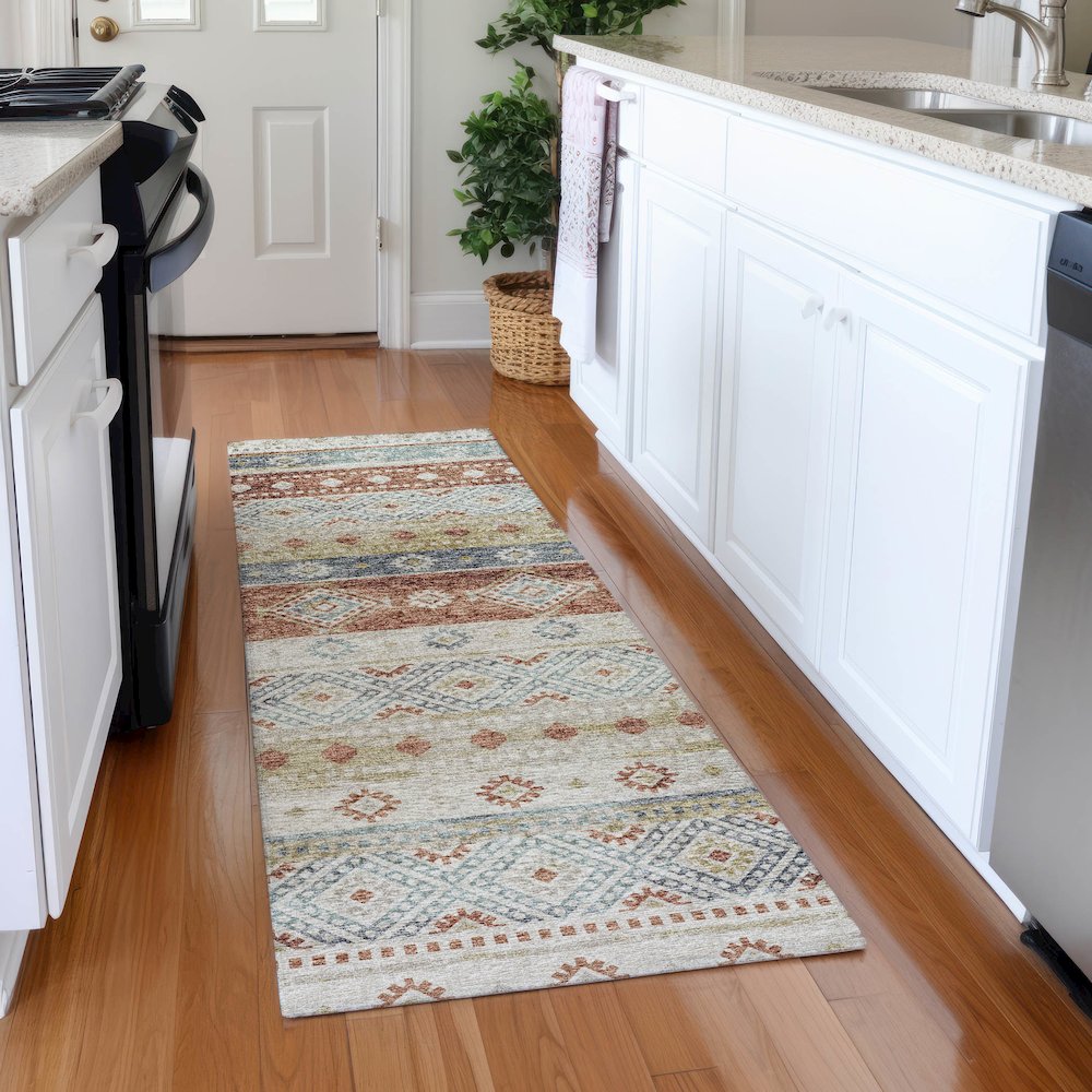 Premium Machine Washable Mayfield  Desert 2'3" x 7'6" Runner Rug. Picture 5