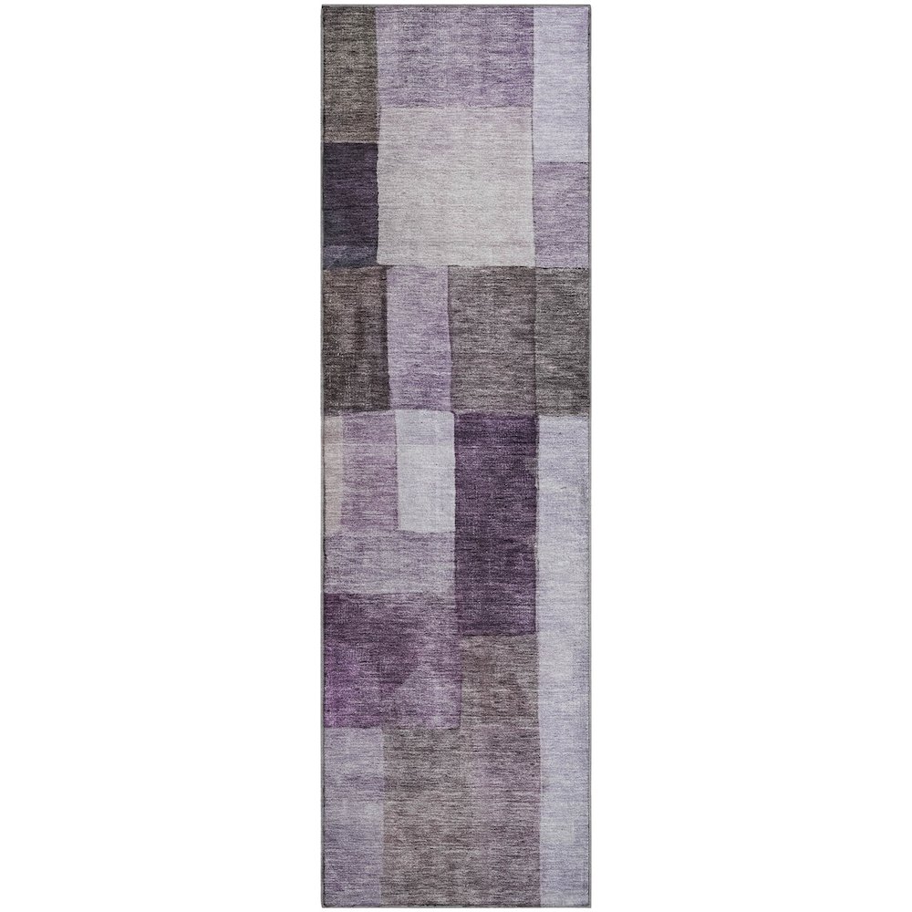 Premium Machine Washable Mayfield AMF1190 Eggplant 2'3" x 7'6" Runner Rug. Picture 1