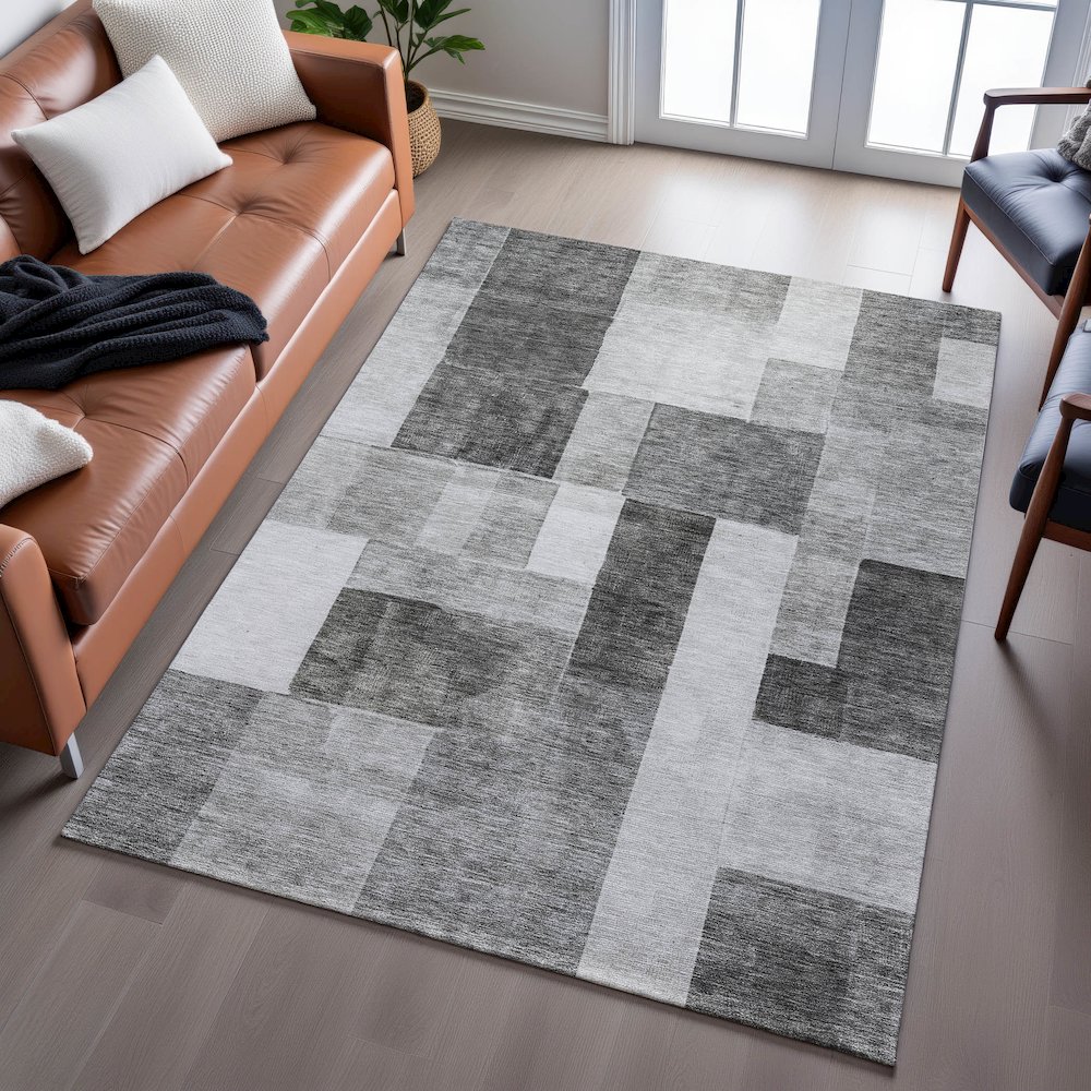 Premium Machine Washable Mayfield AMF1190 Pewter 2'6" x 3'10" Rug. Picture 6