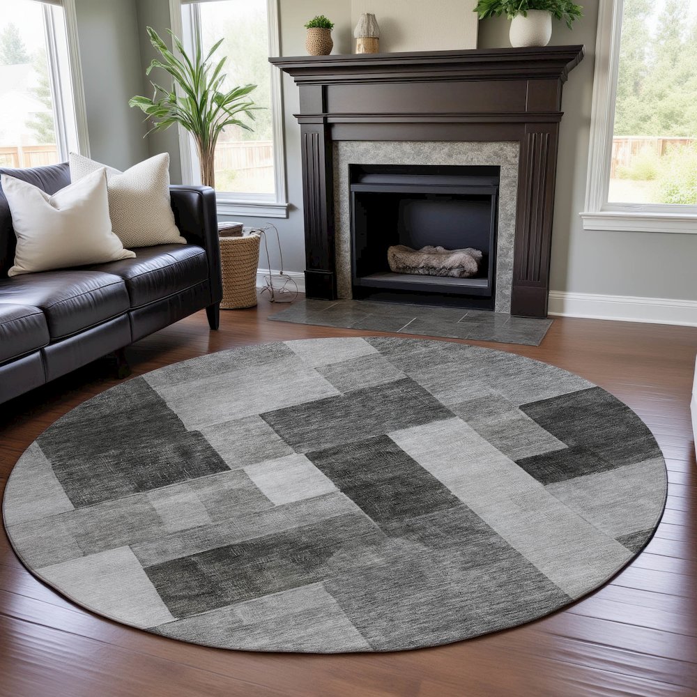 Premium Machine Washable Mayfield AMF1190 Pewter 8' x 8' Round Rug. Picture 5