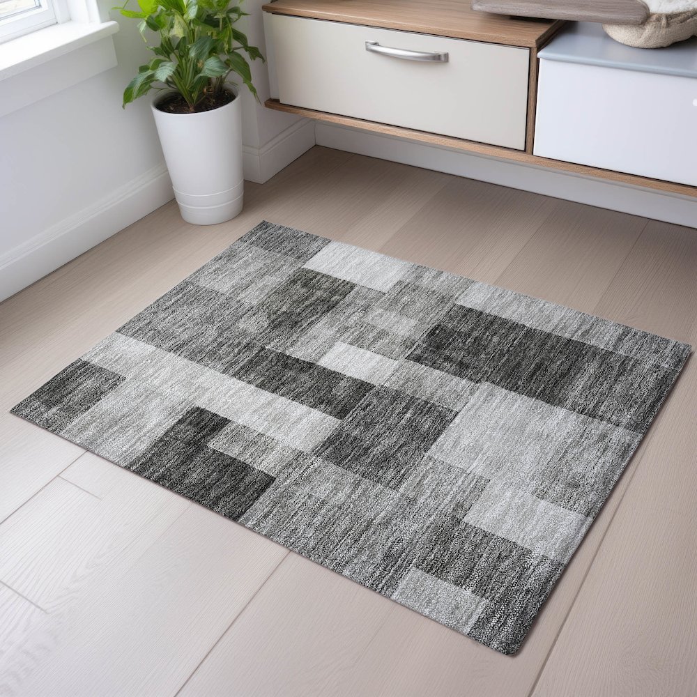 Premium Machine Washable Mayfield AMF1190 Pewter 1'8" x 2'6" Rug. Picture 5