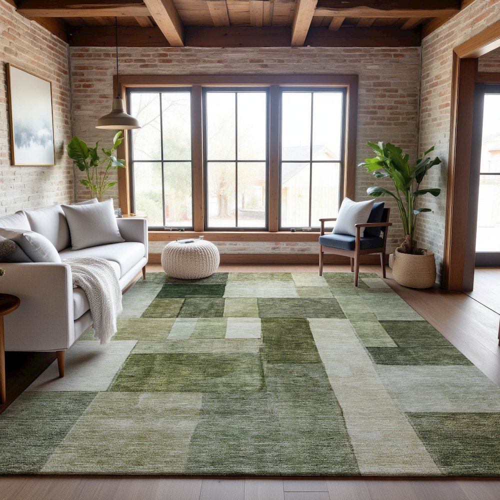Premium Machine Washable Mayfield AMF1190 Sage 2'6" x 3'10" Rug. Picture 5