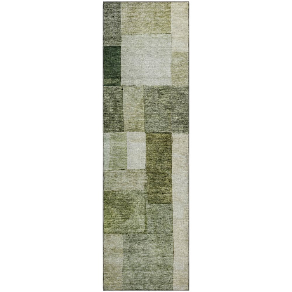 Premium Machine Washable Mayfield AMF1190 Sage 2'3" x 7'6" Runner Rug. Picture 1