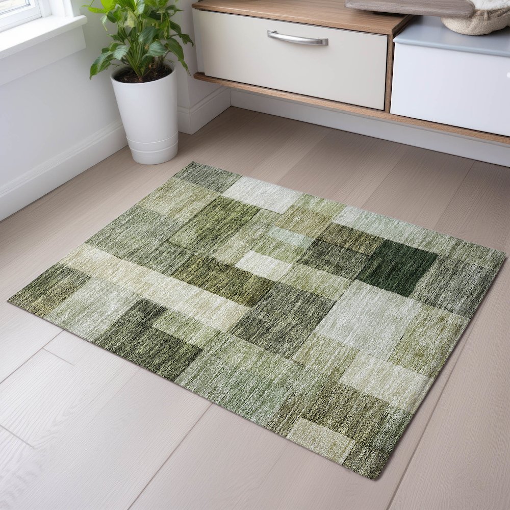 Premium Machine Washable Mayfield AMF1190 Sage 1'8" x 2'6" Rug. Picture 5