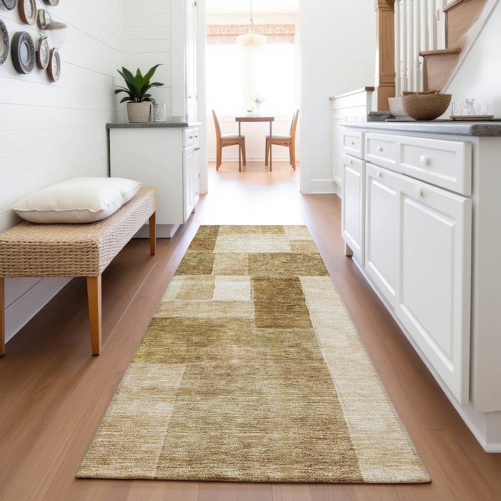 Premium Machine Washable Mayfield AMF1190 Terracotta 2'3" x 7'6" Runner Rug. Picture 5
